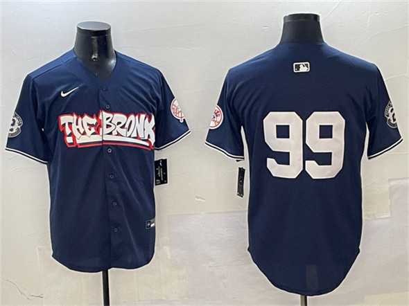 Men%27s New York Yankees #99 Aaron Judge Navy Bronx Graffiti Vapor Limited Stitched Jersey